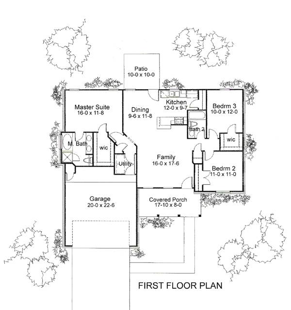 Floor Plan First Story of Small House Plans #117-1035