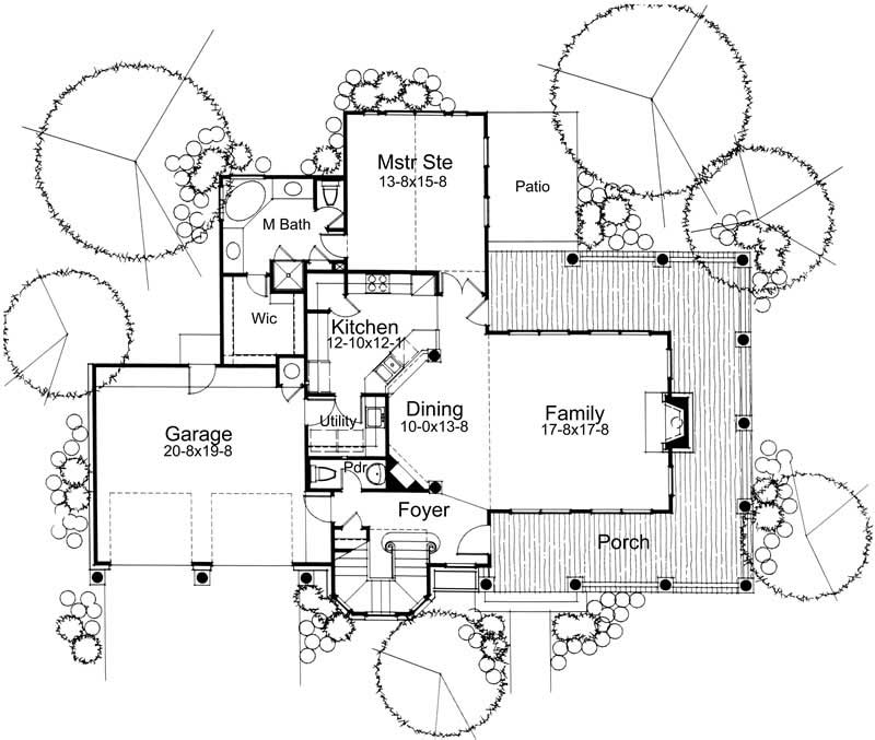 Floor Plan First Story of Country Plan #117-1037