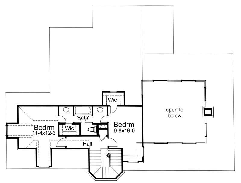 Floor Plan Second Story of Country Plan #117-1037