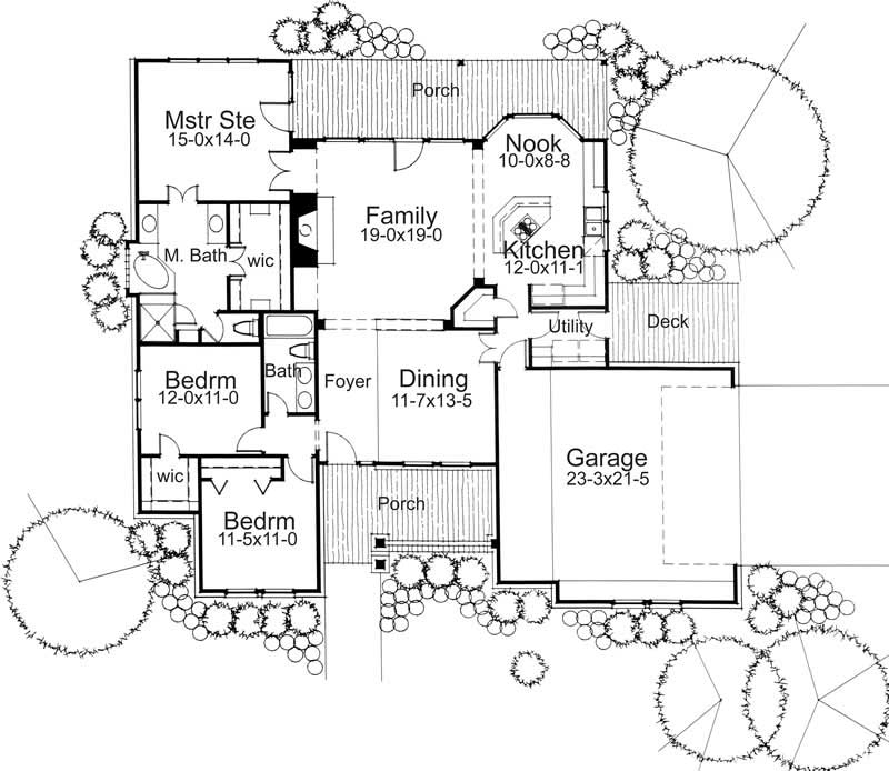 Floor Plan First Story of Tuscan Plan #117-1039