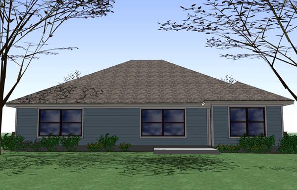 Home Plan Rear Elevation of this 4-Bedroom,1553 Sq Ft Plan -117-1040