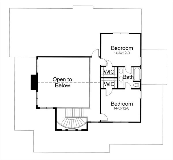 Floor Plan Second Story of Country Plan #117-1042