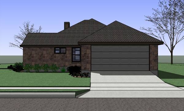 Home Plan Right Elevation of this 4-Bedroom,1512 Sq Ft Plan -117-1047