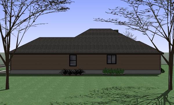 Home Plan Rear Elevation of this 4-Bedroom,1512 Sq Ft Plan -117-1047