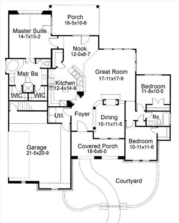 Floor Plan First Story of Tuscan Plan #117-1055
