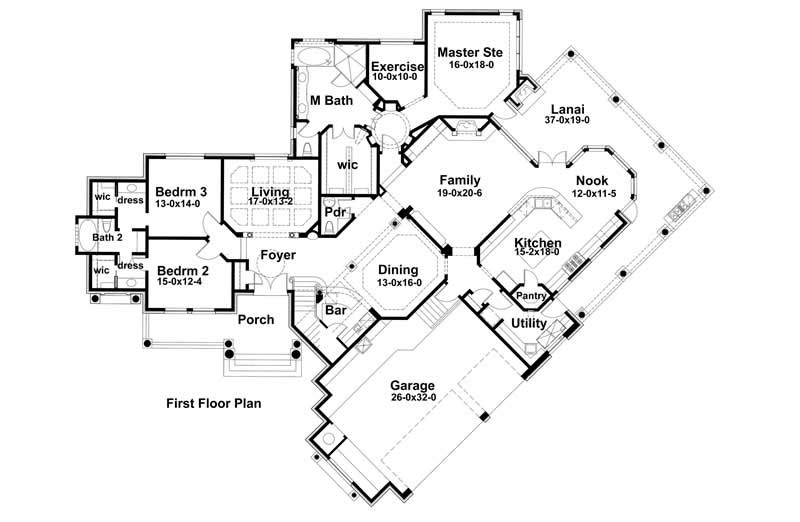 Floor Plan First Story of Plan #117-1058