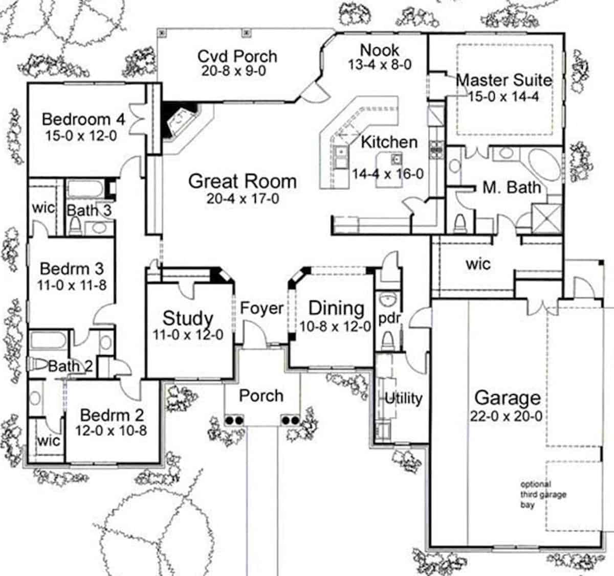 Main Level of Florida Style Plan #117-1059