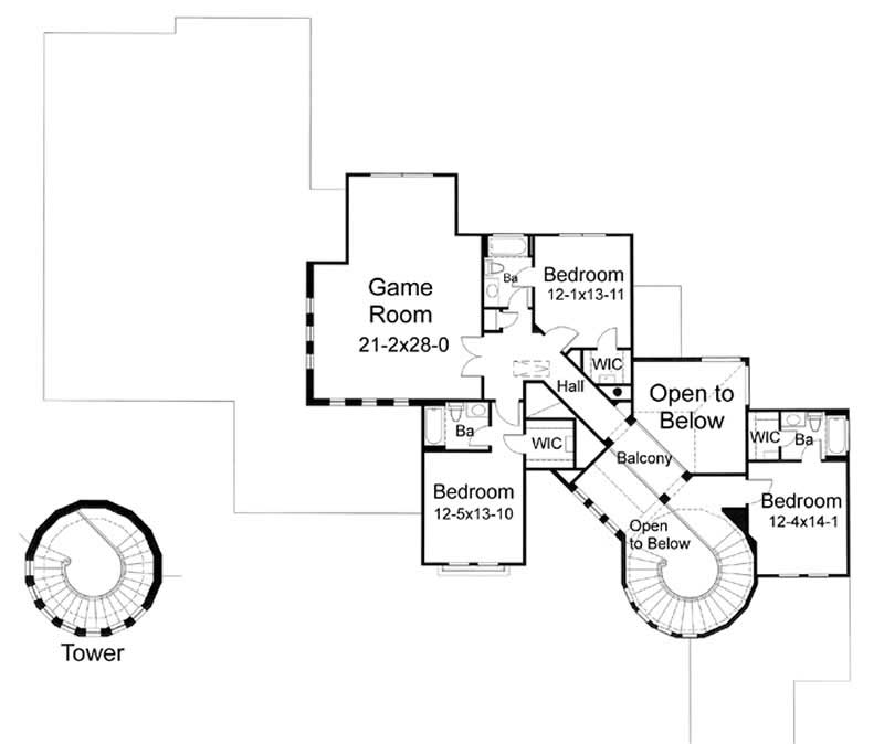 Floor Plan Second Story of Luxury Plan #117-1063