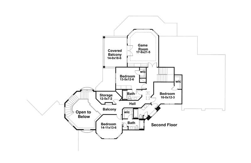 Floor Plan Second Story of Plan #117-1064