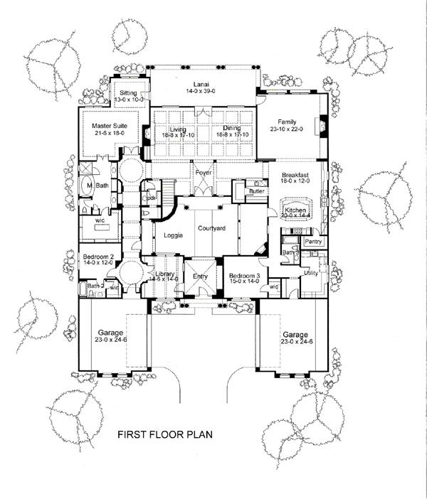 Floor Plan Main Level of Luxury Plan #117-1067