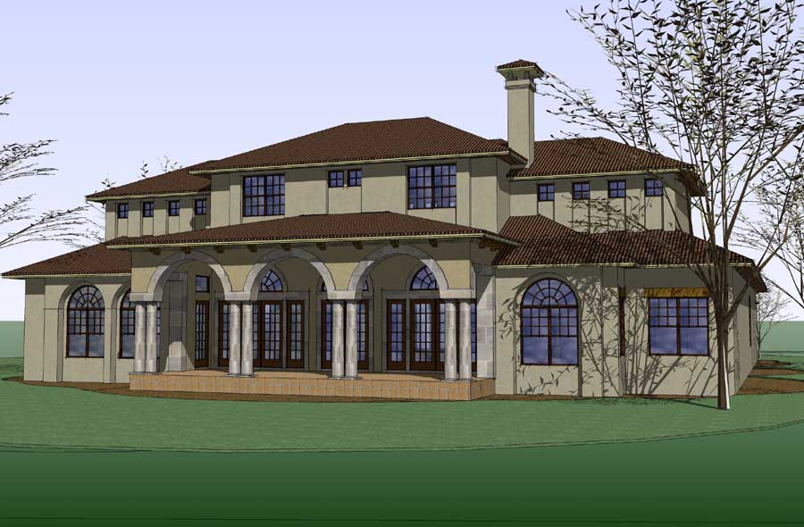 Home Plan Rear Elevation of this 5-Bedroom,6804 Sq Ft Plan -117-1067