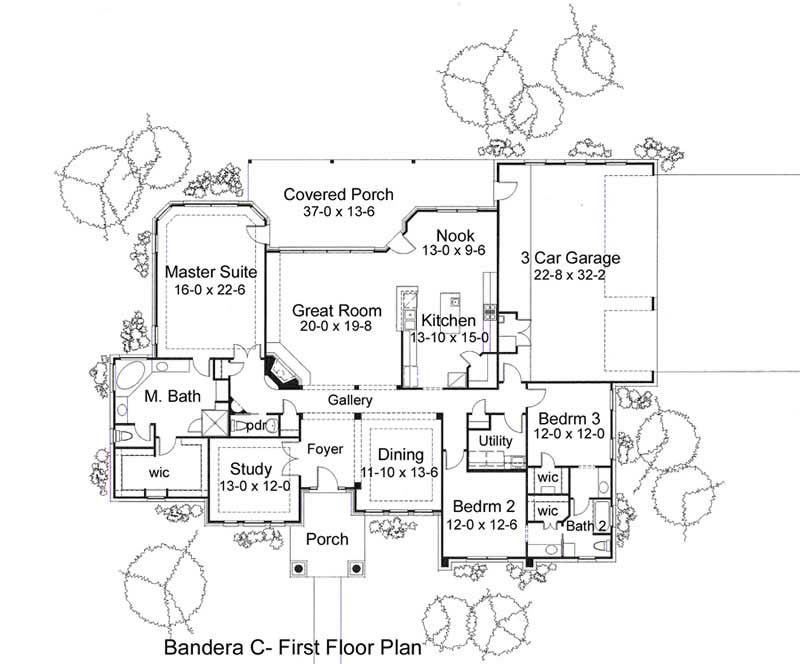 Floor Plan First Story of Traditional Plan #117-1082