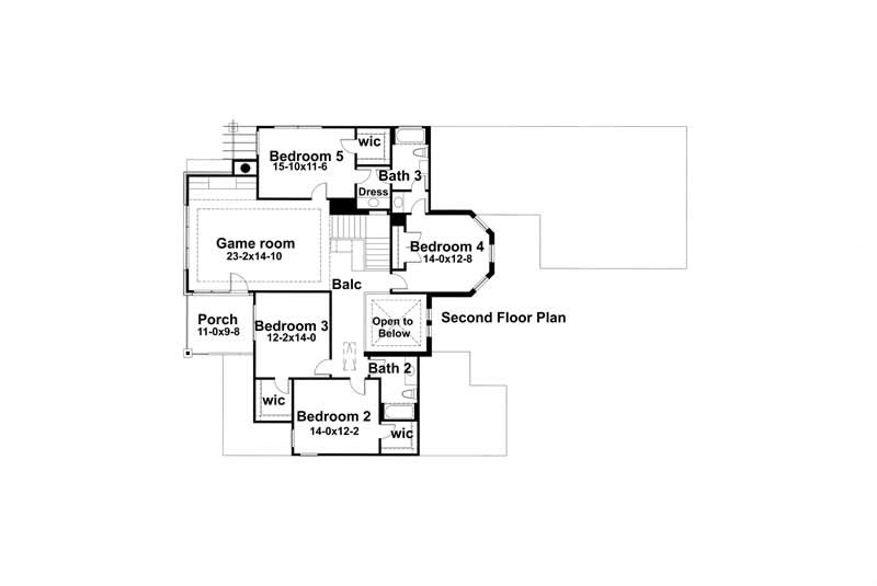 Floor Plan Second Story of Plan #117-1089