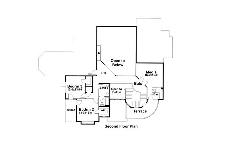 Floor Plan Second Story of Plan #117-1090