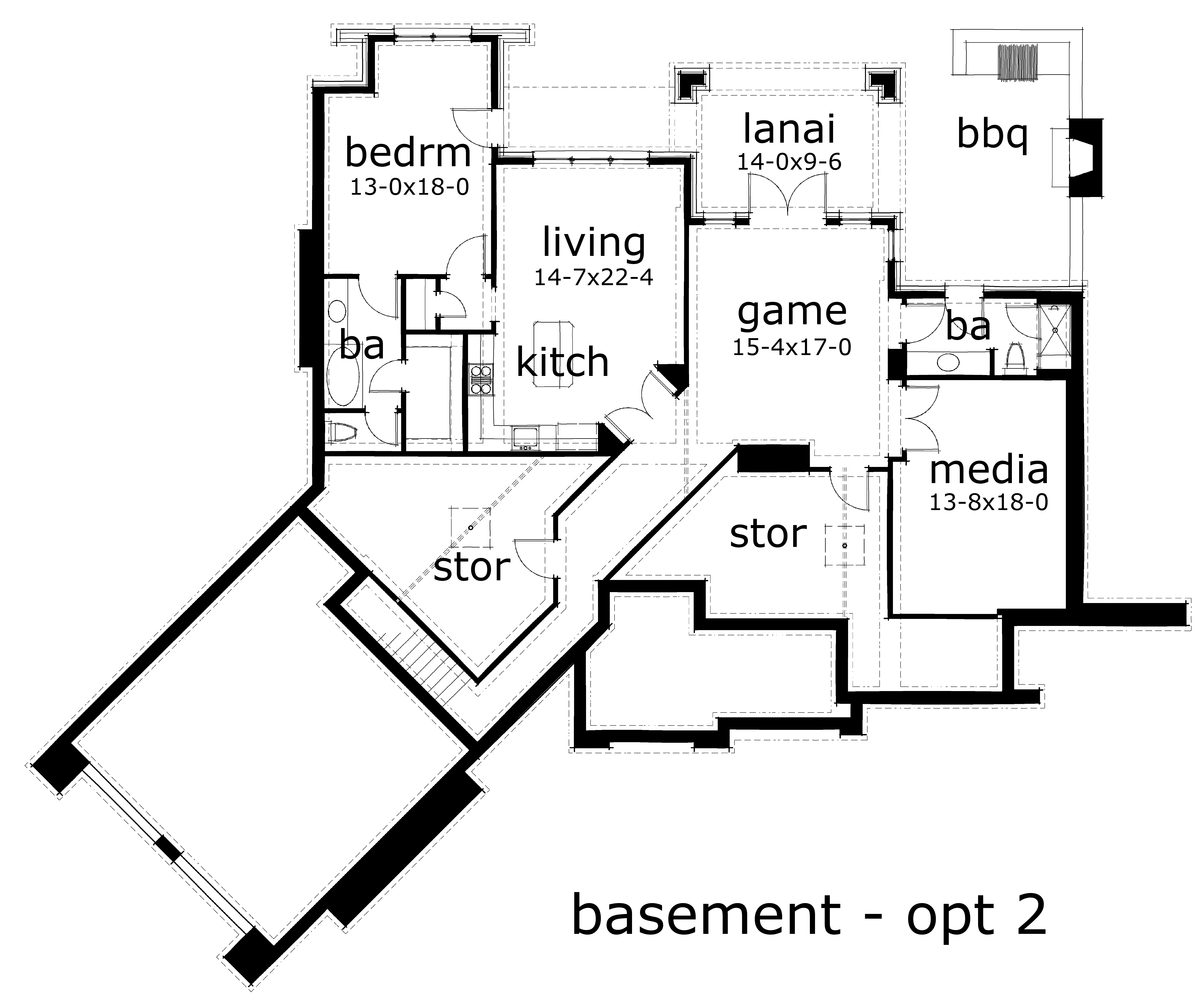 Floor Plan Basement of Ranch Plan #117-1092