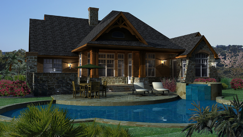 Rear Elevation of this 3-Bedroom,2091 Sq Ft Plan -2091