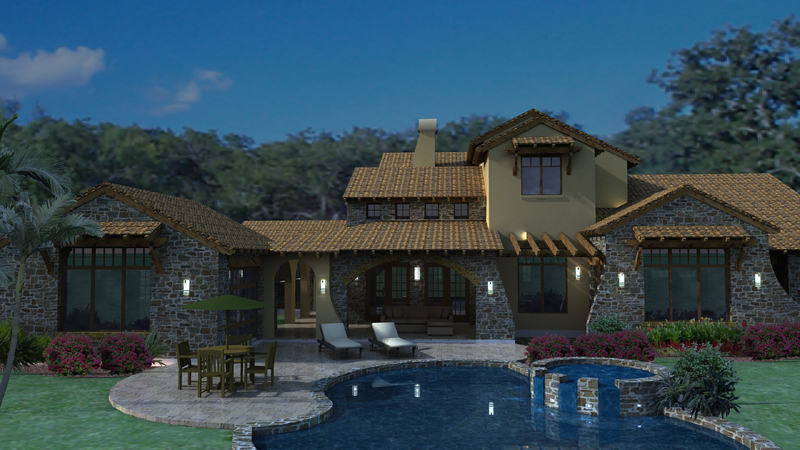 Home Plan Rear Elevation of this 4-Bedroom,3691 Sq Ft Plan -117-1093