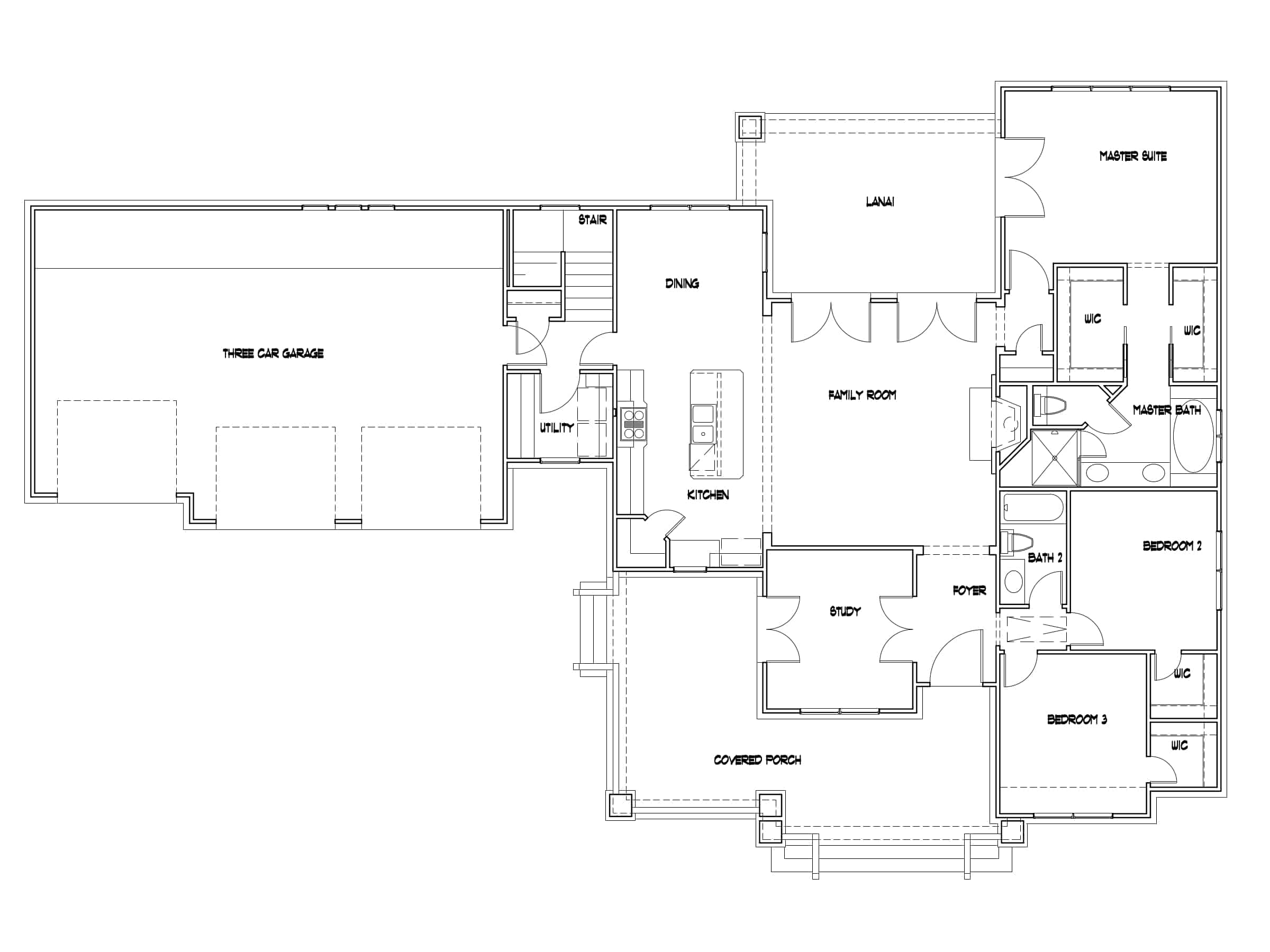 Floor Plan Main Level of Craftsman Plan #117-1095
