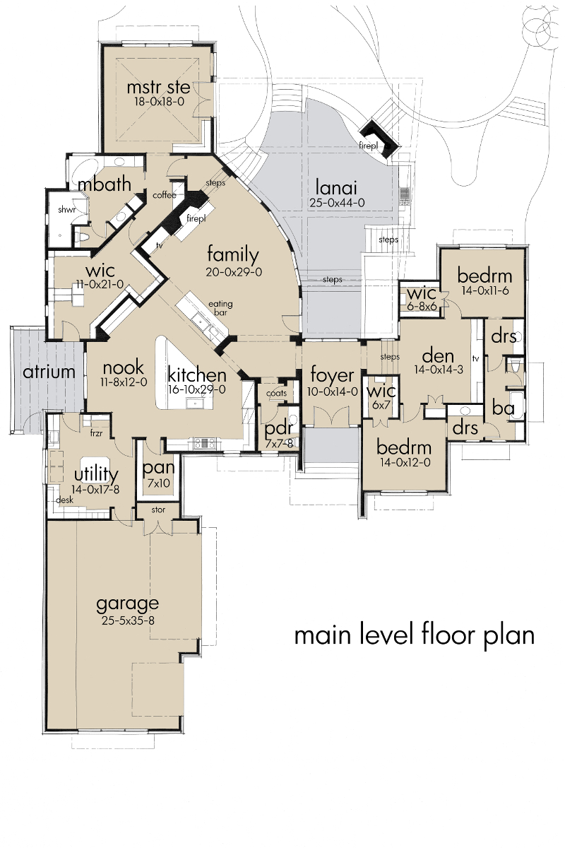 Floor Plan First Story of Florida Style Plan #117-1097