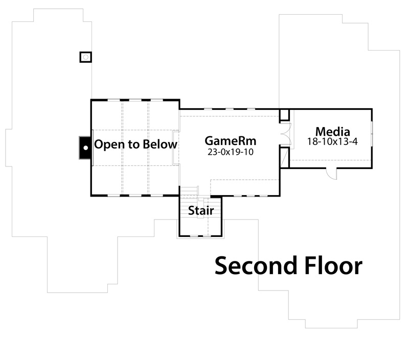 Floor Plan Second Story of Southern Plan #117-1098