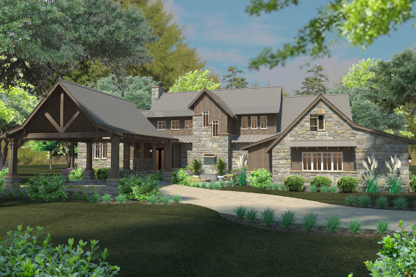 Front elevation of Farmhouse home (ThePlanCollection: House Plan #117-1098)
