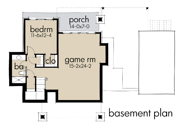 Floor Plan Basement of Contemporary Plan #117-1101