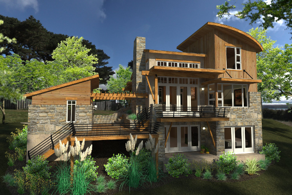 Rear View of this 2-Bedroom,985 Sq Ft Plan -985