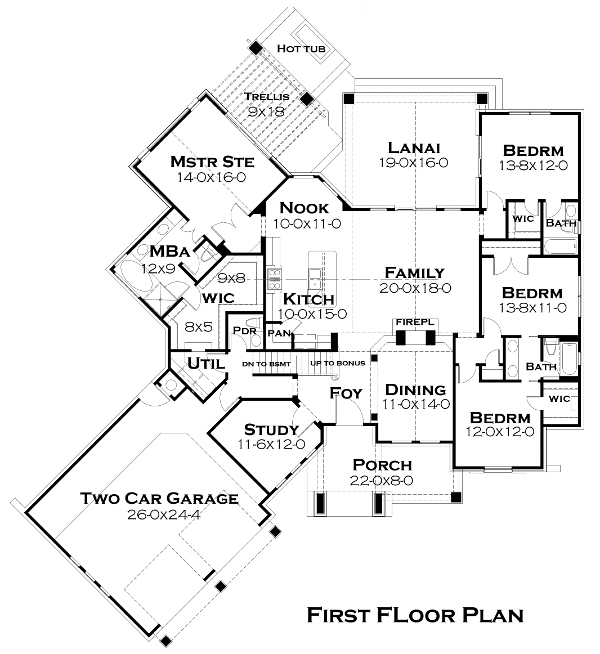 Floor Plan First Story of Cottage Plan #117-1102