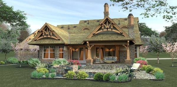 Rear View of this 3-Bedroom, 1421 Sq Ft Plan - 117-1104
