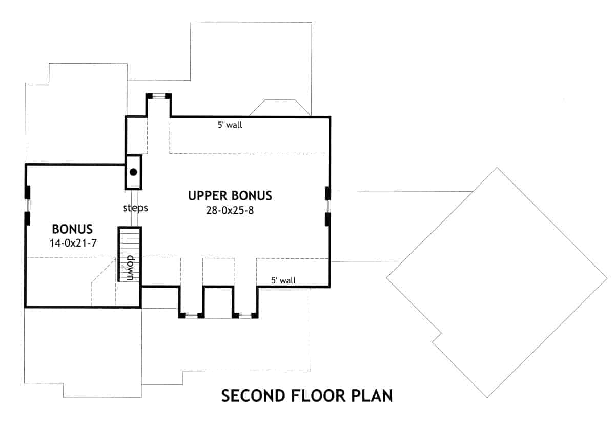 Floor Plan Bonus Room of Cottage Plan #117-1105