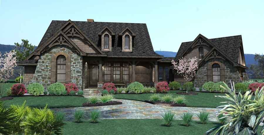 Front elevation of Cottage home (ThePlanCollection: House Plan #117-1105)