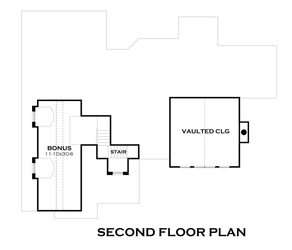 Floor Plan Bonus Room of Bungalow Plan #117-1106