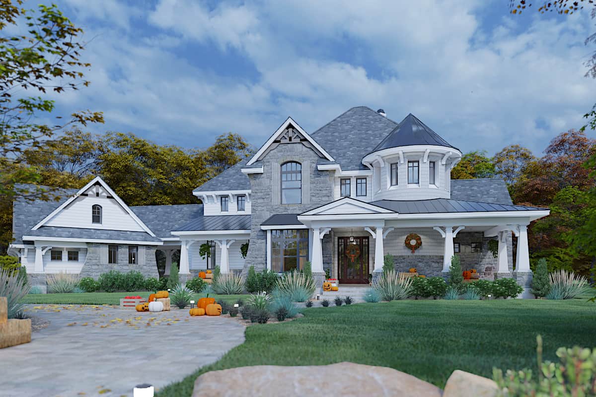 Farmhouse home (ThePlanCollection: Plan #117-1110)