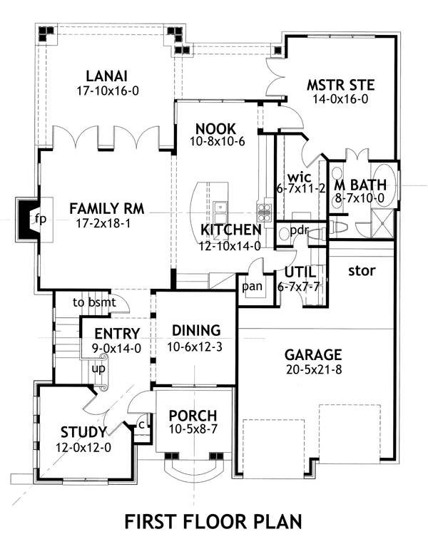 Floor Plan First Story of Cottage Plan #117-1111