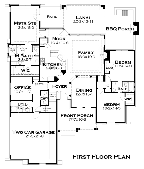 Floor Plan First Story of Ranch Plan #117-1112