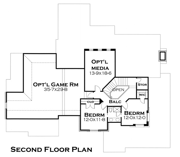 Floor Plan Second Story of Craftsman Plan #117-1114
