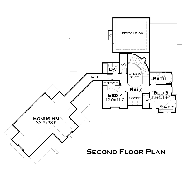Floor Plan Bonus Room of Craftsman Plan #117-1115