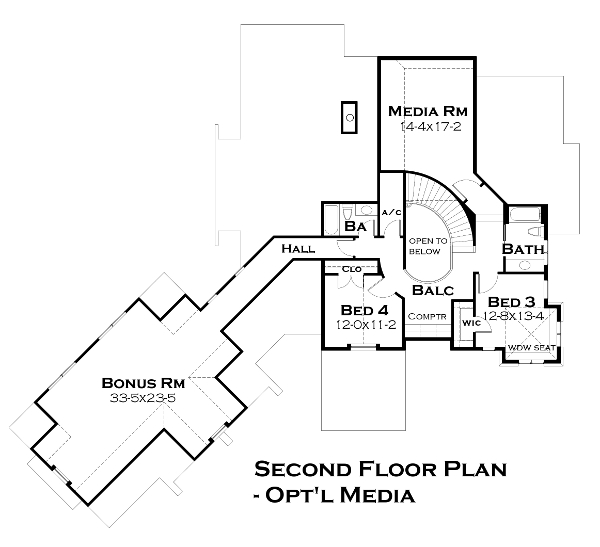 Floor Plan Bonus Room of Craftsman Plan #117-1115