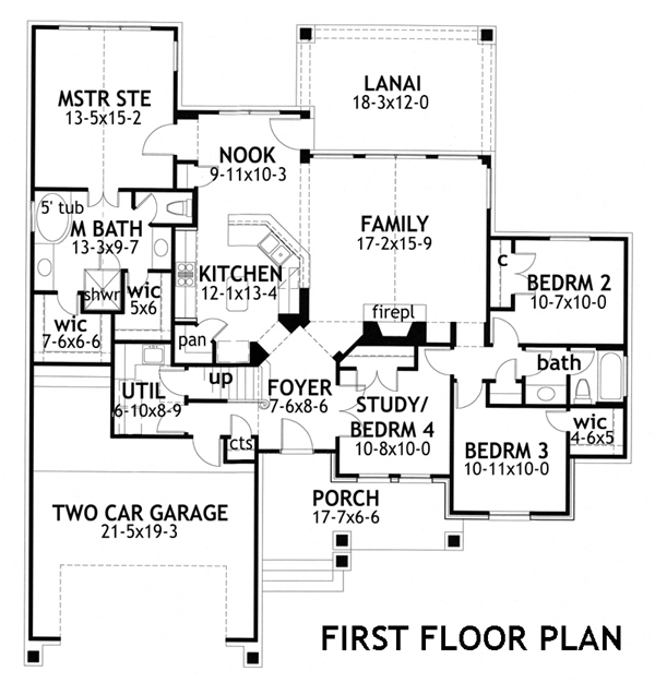 Floor Plan First Story of Cottage Plan #117-1116