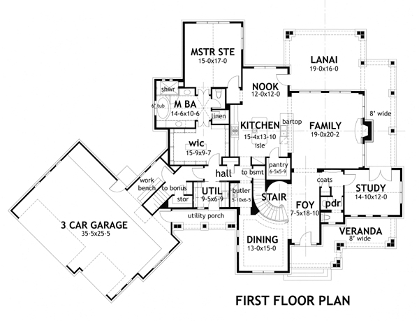 Floor Plan First Story of Transitional Plan #117-1117