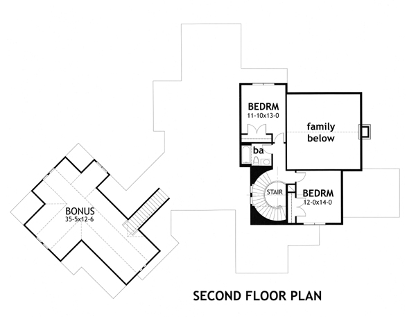 Floor Plan Second Story of Transitional Plan #117-1117