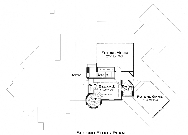 Floor Plan Second Story of Cottage Plan #117-1118