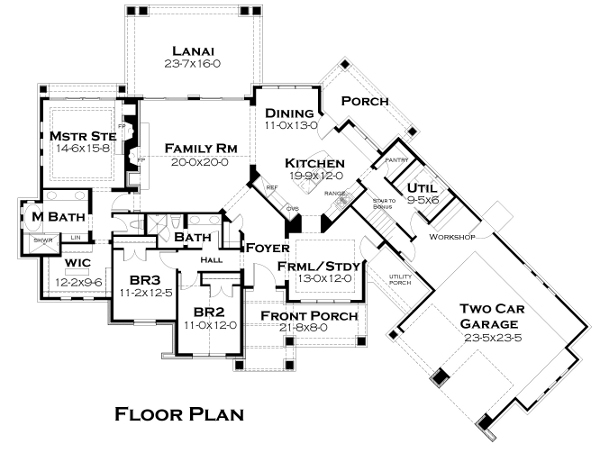 Floor Plan First Story of Ranch Plan #117-1119