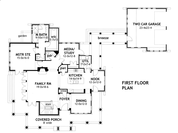 Floor Plan First Story of Country Plan #117-1120