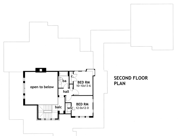 Floor Plan Second Story of Country Plan #117-1120