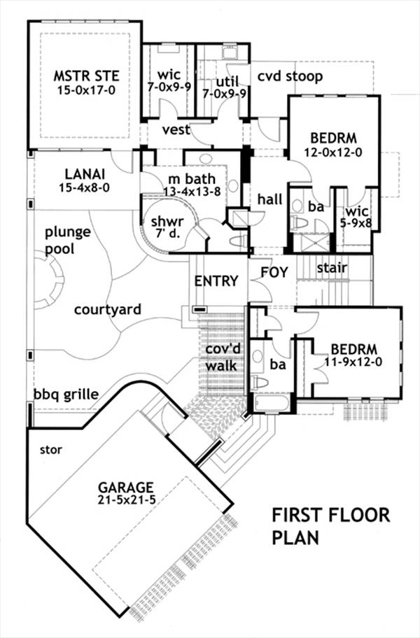 Floor Plan First Story of Modern Plan #117-1121
