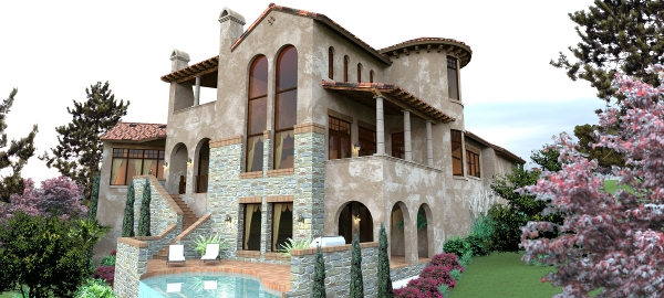 Rear View of this 4-Bedroom, 4373 Sq Ft Plan - 117-1122