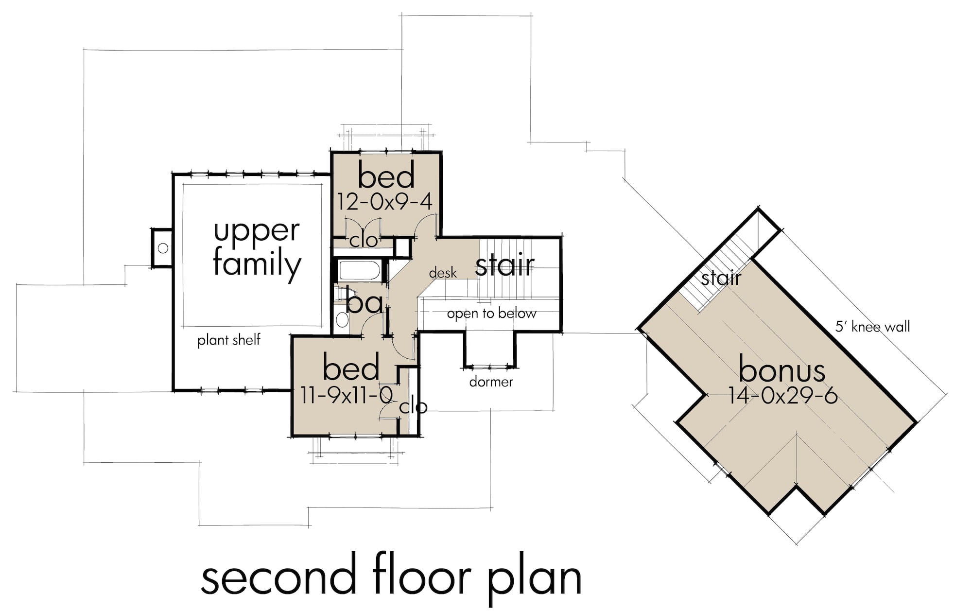 Floor Plan Second Story of Farmhouse Plan #117-1124