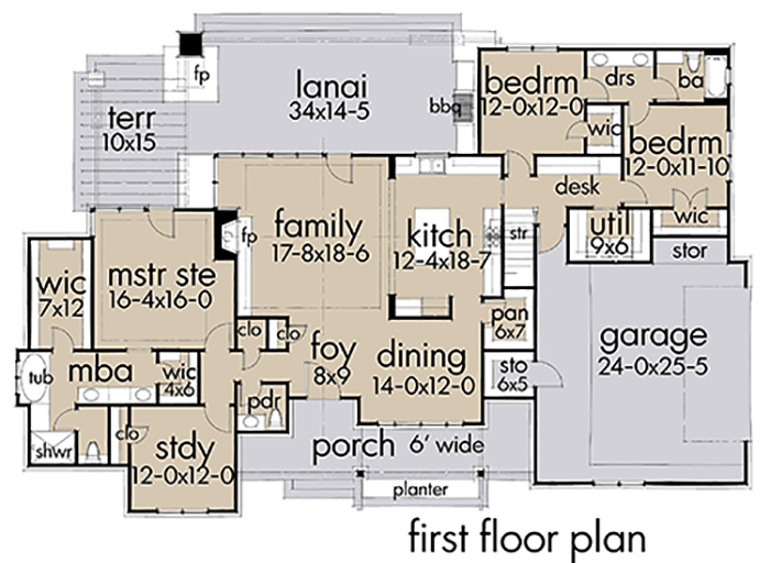 Floor Plan First Story of Cottage Plan #117-1125
