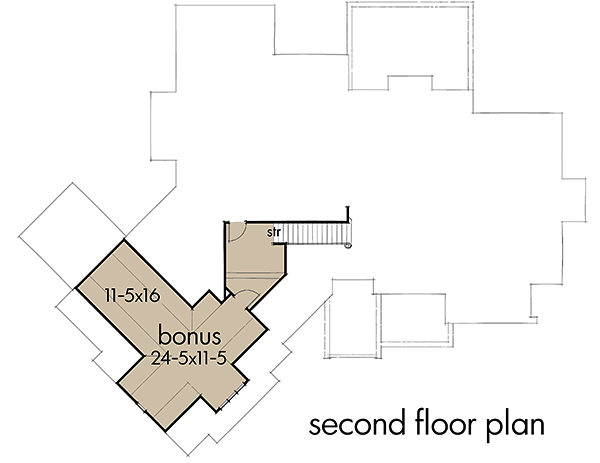 Floor Plan Second Story of Cottage Plan #117-1126